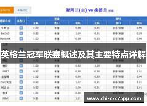 英格兰冠军联赛概述及其主要特点详解 英格兰冠军联赛概述及其主要特点详解